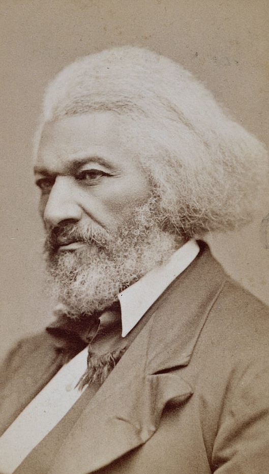 Sepia photo of Frederick Douglass in 3/4 profile.