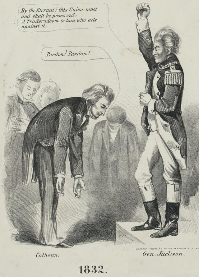 Political cartoon depicting Calhoun and Jackson