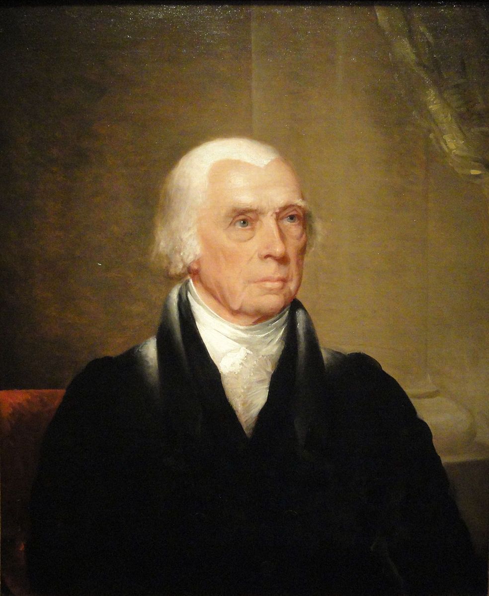 Portrait painting of an elderly James Madison by Chester Harding