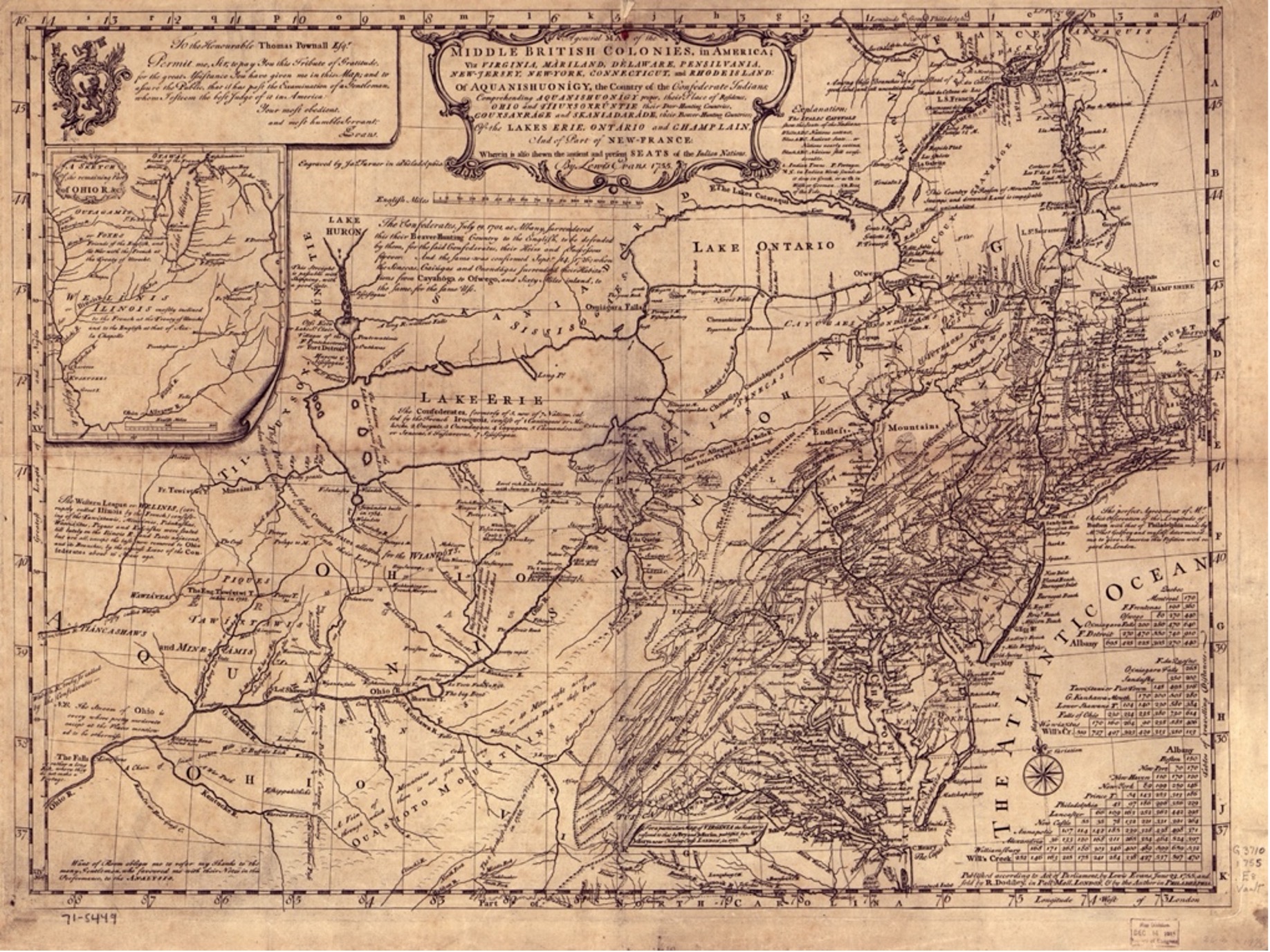 A General Map of the Middle British Colonies, In North America by Lewis Evans in 1755