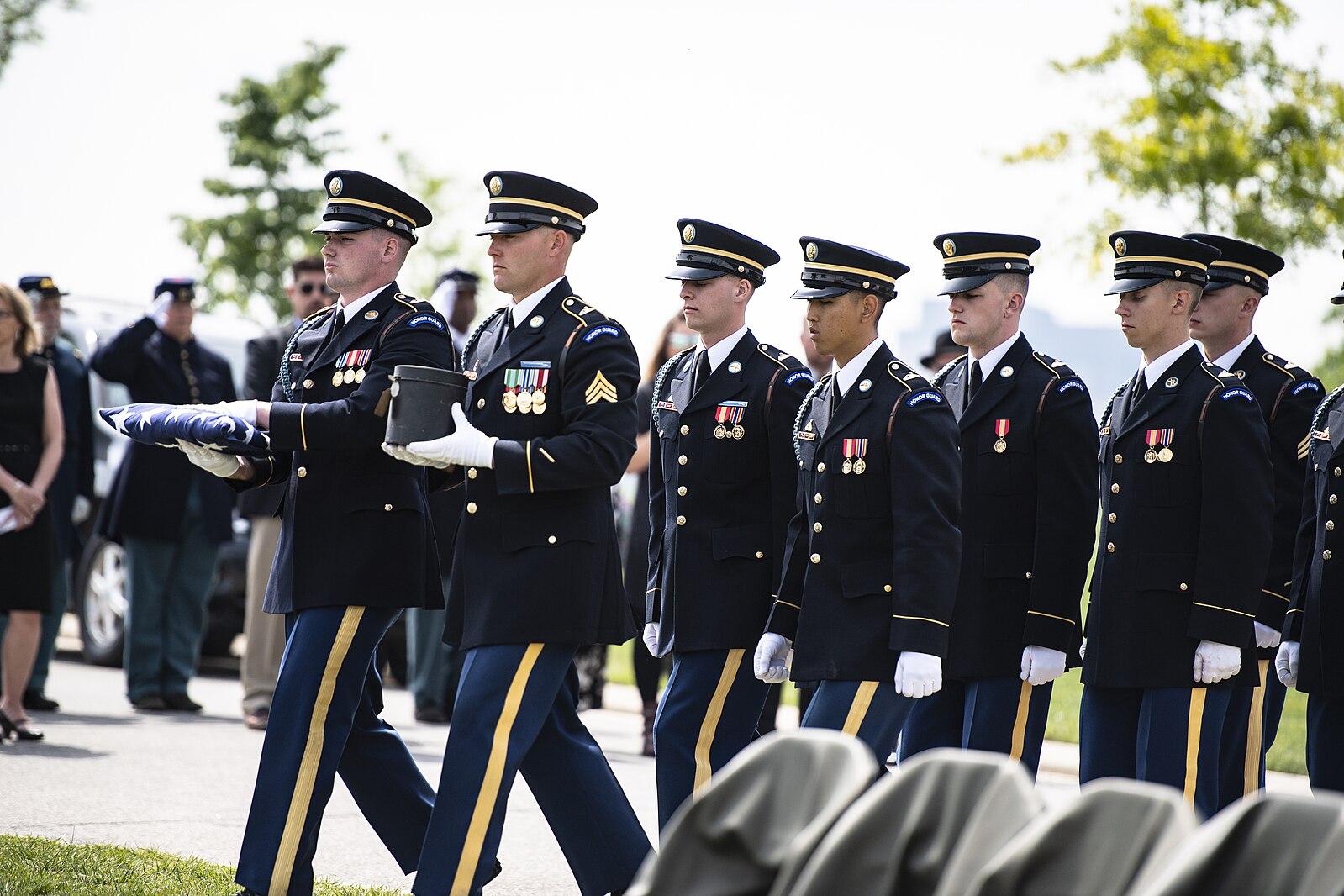 Soldiers from the 3d U.S. Infantry Regiment (The Old Guard), the 3d U.S. Infantry Regiment (The Old Guard) Caisson Platoon, and the U.S. Army Band, 