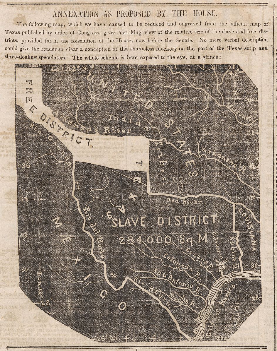 A map of the Proposed Annexation of Texas 1845