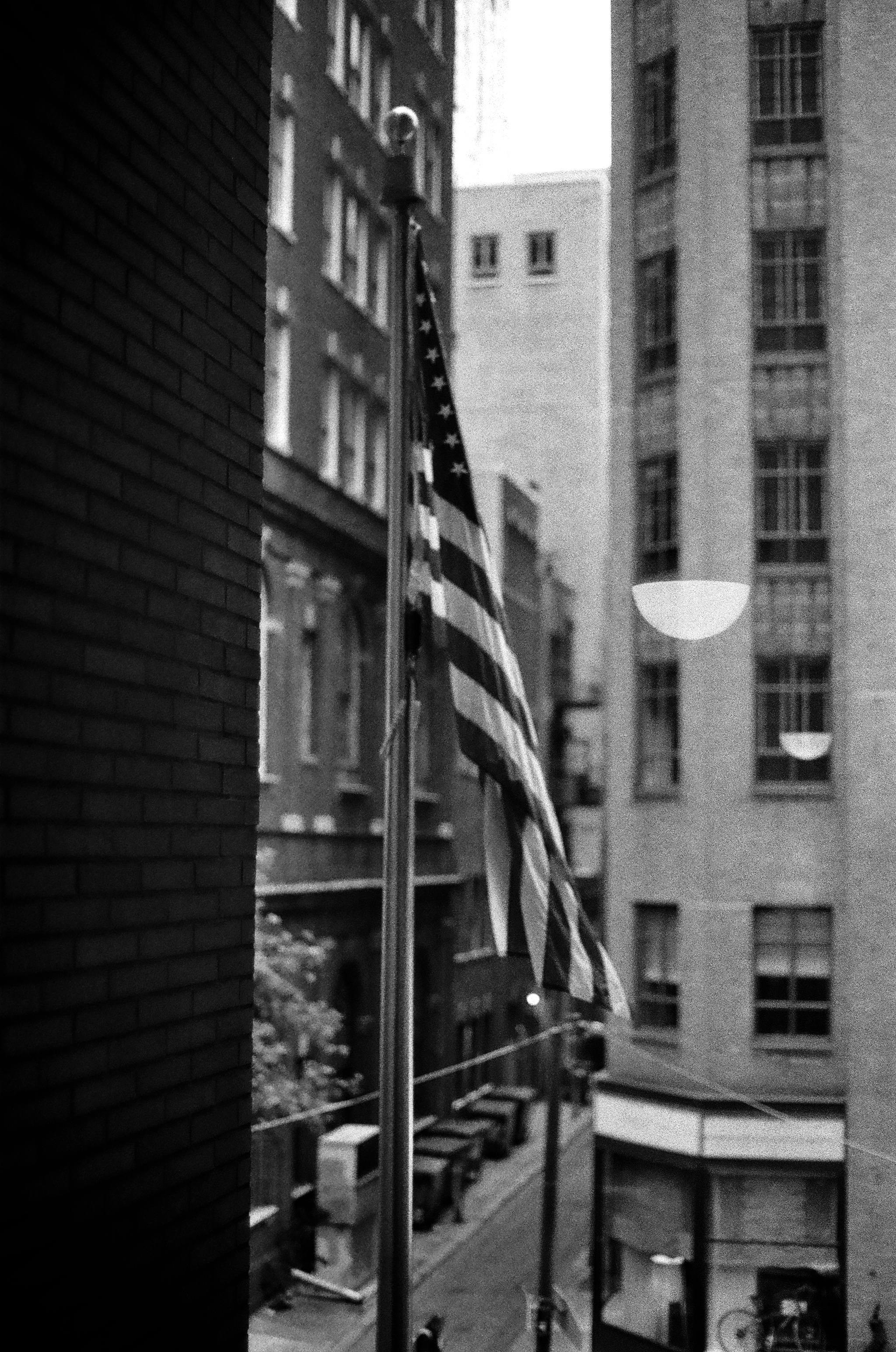 American Flag in Philadelphia in black and white