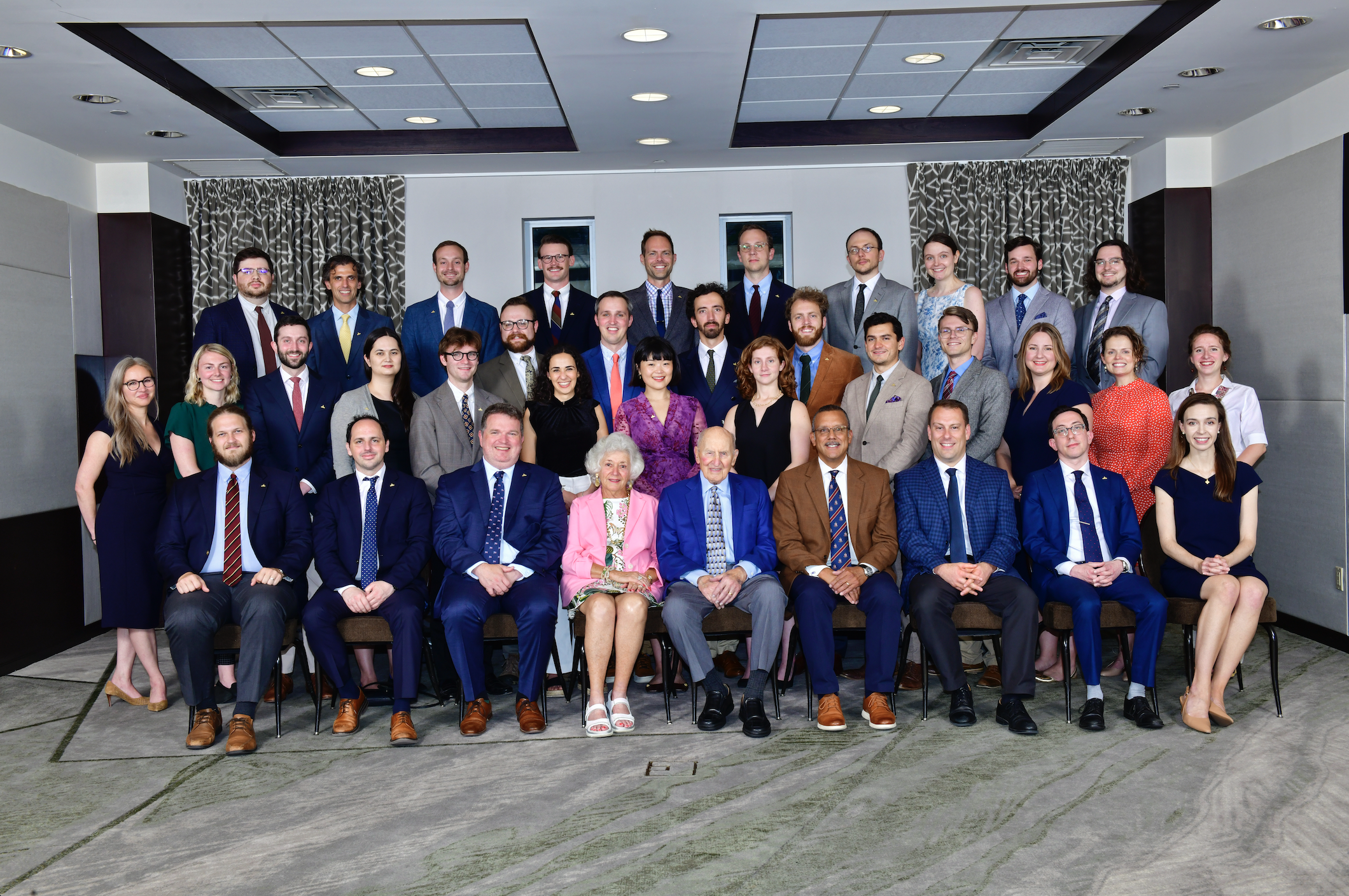 A group photo of Miller Fellows, staff, and Jack and Goldie Miller at the 2024 Summer Institute