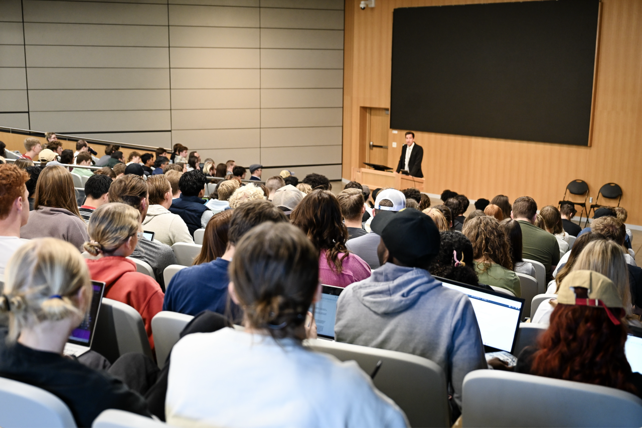 Verlan Lewis speaking at a Constitution Day at Utah Valley University