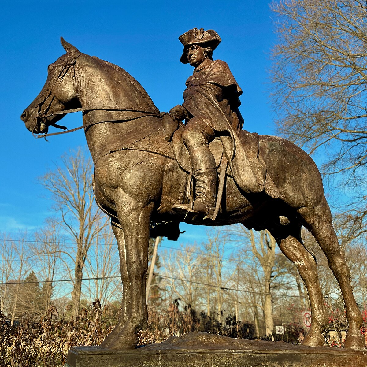 A statue of George Washington by Frederick Roth in Morristown, NJ