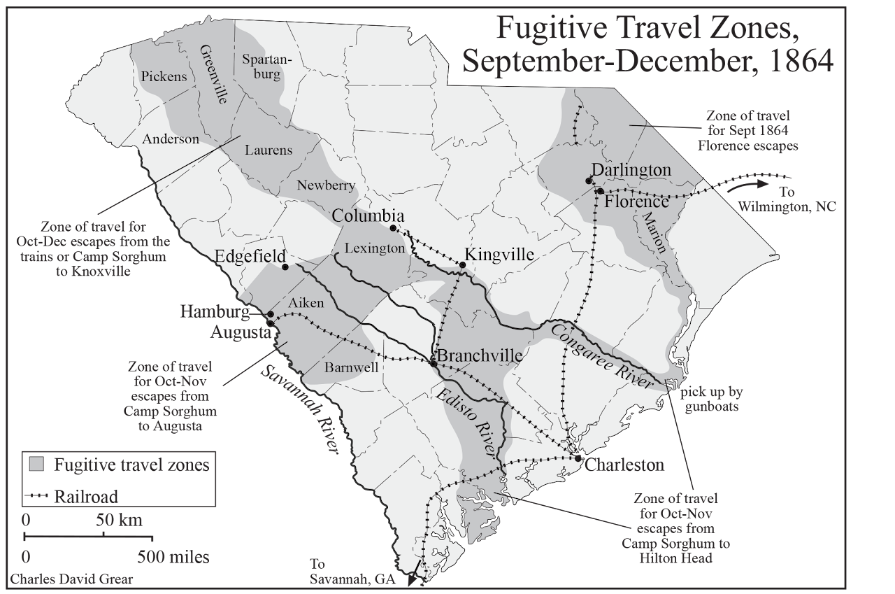 Map of September Escapes South Carolina Civil War 1864